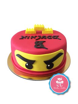 Tort Ninjago - Tort w kształcie głowy Ninjago z klocami
