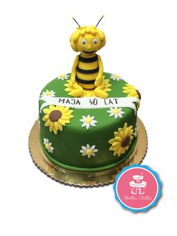 Tort Pszczółka Maja - Tort z Mają, słonecznikami i stokrotkami