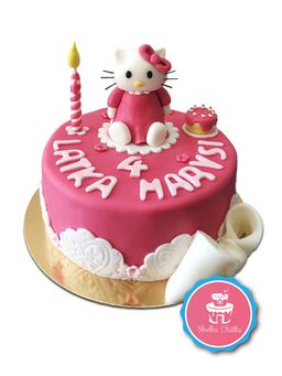 Tort elegancka Hello Kitty - Elegancki różowy tort z motywem Hello Kitty