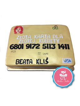 Tort karta kredytowa - Tort w kształcie złotej karty